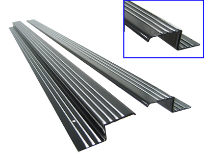 VW Door Sills, Billet Aluminum, Satin Black w/ Polished Ribs, Pair, All Sedans